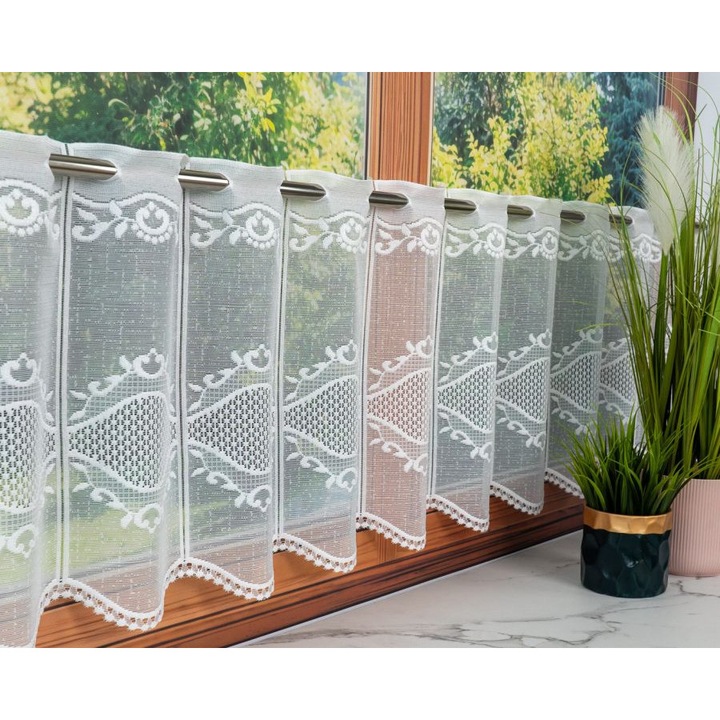Perdea Gata Facuta pentru Bucatarie Mamba, Design Modern si Elegant, Fara Calcare, Dimensiuni 100x40 cm, Material Rezistent, Gata de Agatat, Ideala pentru Amenajari Interioare