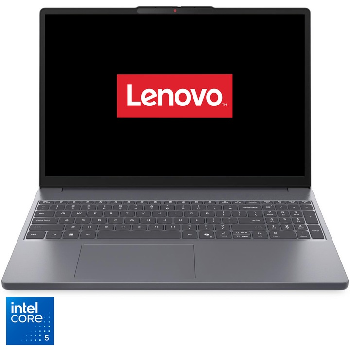Laptop Lenovo IdeaPad Slim 3 15IWC11 cu procesor Intel Core™ 5 320 pana la 4.6GHz, 15.3" WUXGA, IPS, 16GB DDR5, 512GB SSD, Intel® Graphics, No OS, Luna Grey, 3y Courier or Carry-in