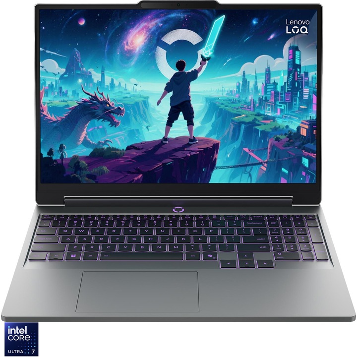 Laptop Gaming Lenovo LOQ 15IPH11 cu procesor Intel Core™ Ultra 7 356H pana la 4.7GHz, 15.3" WUXGA, IPS, 165Hz, 16GB DDR5, 1TB SSD, NVIDIA GeForce RTX™ 5060 8GB GDDR7, No OS, Luna Grey, 3Y on-site Premium Care