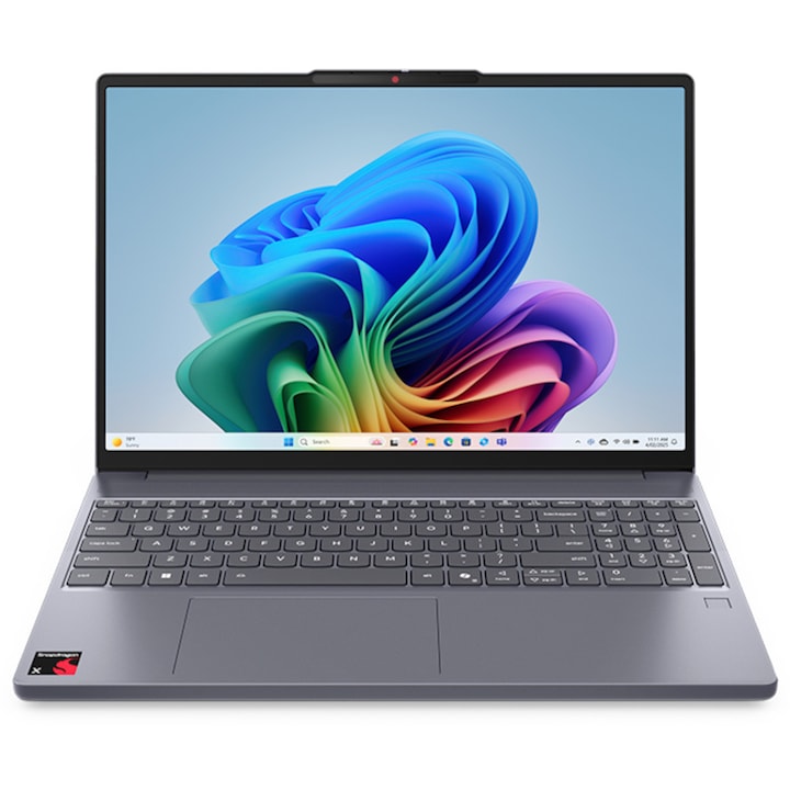 Laptop Lenovo IdeaPad Slim 3 15Q8X10 cu procesor Snapdragon® X X1-26-100 pana la 3.0GHz, 15.3" WUXGA, IPS, 8GB LPDDR5X, 512GB SSD, Qualcomm® Adreno™ GPU, Windows 11 Home, Luna Grey, 3y Courier or Carry-in