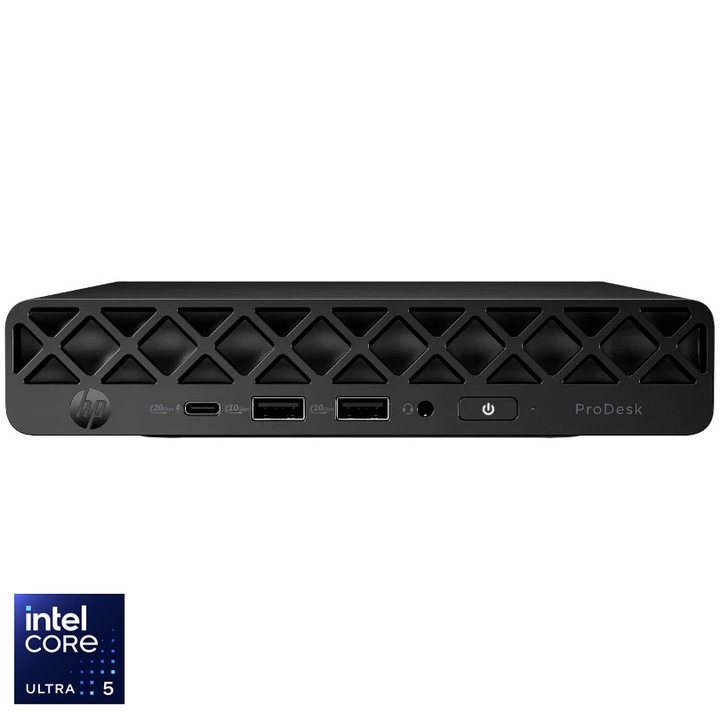 Настолен компютър HP ProDesk 4 G1i Mini, Intel® Core™ Ultra 5 225T до 4.9GHz, 16GB DDR5, 512GB SSD, Intel® Graphics, Windows 11 Pro, Black