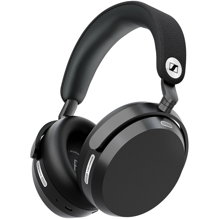 Sennheiser MOMENTUM 5 fejhallgató, Over-Ear, adaptív ANC Bluetooth 5.4, nagy felbontású hang, Dolby Atmos, aptX veszteségmentes, hangzás személyre szabása, mikrofon, 57 órás üzemidő, Fekete