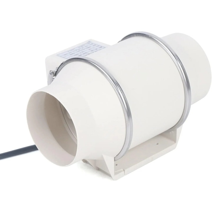Csőventilátor, inline ventilátor csővezetékhez, 220 V, fürdőszobába, irodába, előszobába, hidroponikus szobába