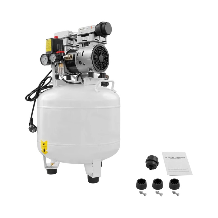 Légkompresszor, 40 l elektromos, Alacsony zajszint, Gyárakba, automatizáláshoz, autószervizbe és festéshez, CE tanúsítvány, Fehér