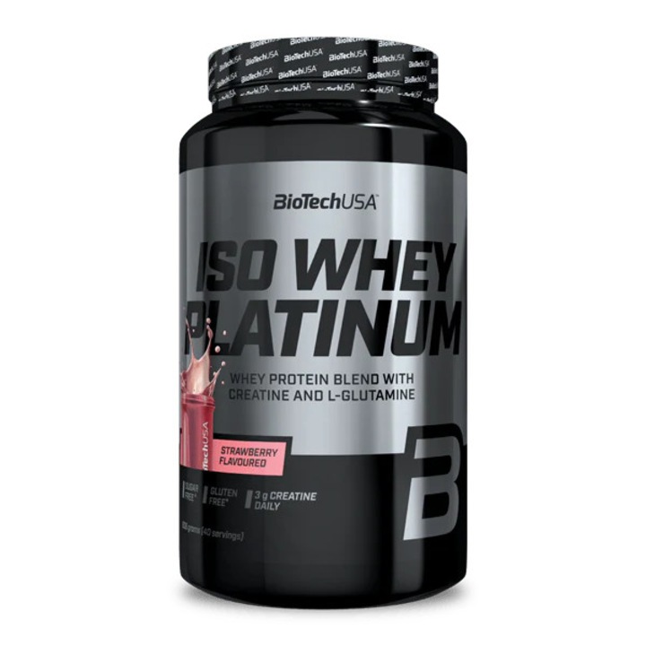 Fehérje, Biotech Usa, Iso Whey Platinum, Eper, 908gr
