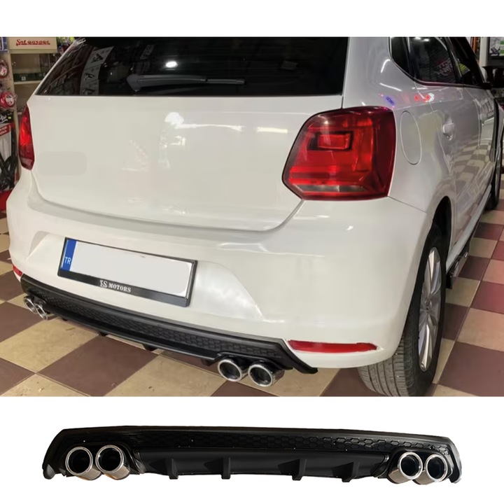 For Vw Polo 09-17 Diffuser Black Color ABS Plastic 122x12x12 Hátsó Lökhárító Diffúzor Sportos Aerodinamikus Megjelenés