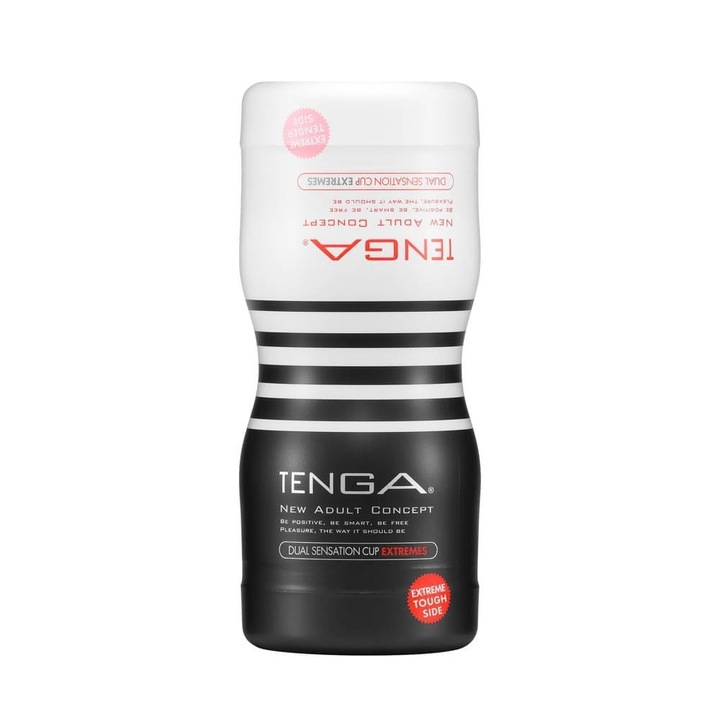 Tenga DUAL SENSATION CUP EXTREMES, orális maszturbátor, fekete és fehér szín, puha anyag