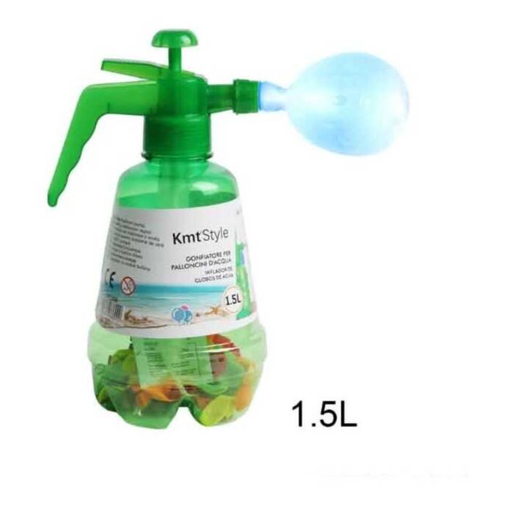 Kézi lufifújó és pumpás vízilufi töltő permetező kerti locsoló 1.5L + 100 db lufi Kmt Style