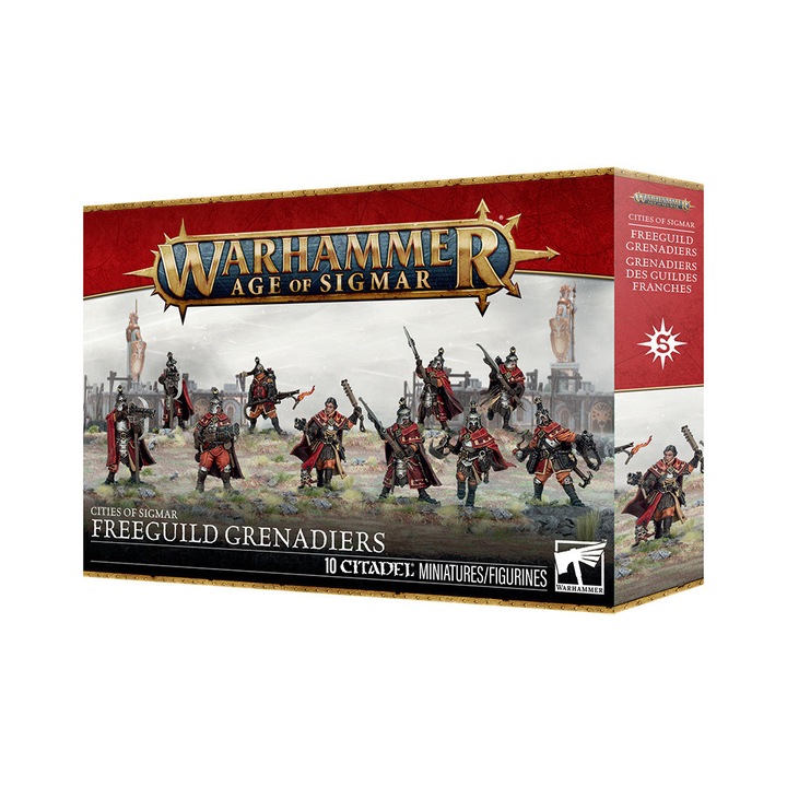Warhammer Age of Sigmar játékkiegészítő, Freeguild Grenadiers Cities of Sigmar, Games Workshop, 10 miniatúra, szürke