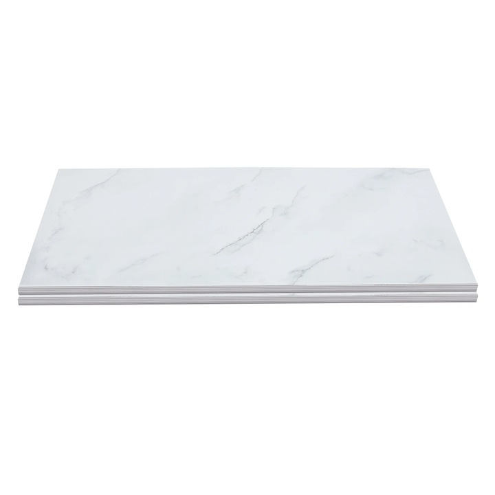 Placi din vinil PVC, Autocolante pentru podea, 24 buc, 60x30 cm, Aspect piatra, Impermeabil, Pentru bucatarie si baie, Alb