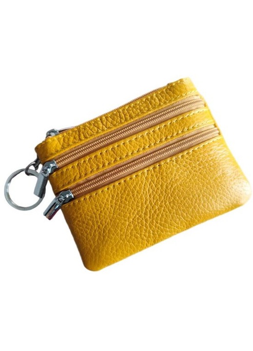 Portofel dama multifunctional cu breloc, buzunar monede, 11x9x0.8cm, negru