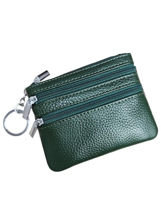 Portofel dama multifunctional cu breloc, buzunar monede, 11x9x0.8cm, negru
