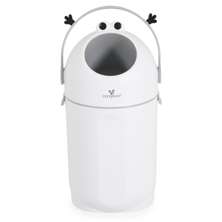 Cos igienic pentru scutece murdare Cangaroo Nubbi, capacitate 16 litri, 50x23x19 cm, Alb