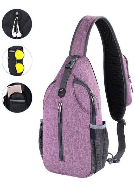 Unisex crossbody táska, kompakt, vízálló, fekete, 38x18x9cm