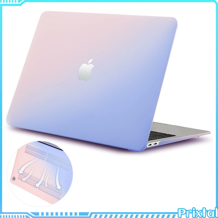 Carcasa pentru MacBook Air 13.3" (modele A1932/A2179/A2337), solida si durabila, rezistenta la caderi, zgarieturi si uzura, impermeabila, subtire si usoara, cu orificii de ventilare, usor de montat, mov-roz