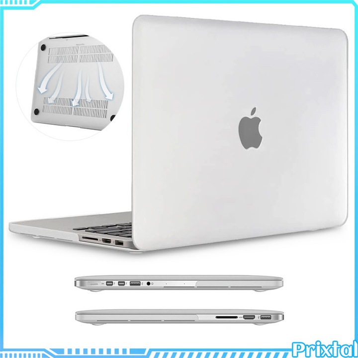 Carcasa pentru MacBook Pro Retina 13" (modele A1502/A1425), solida si durabila, rezistenta la caderi, zgarieturi si uzura, impermeabila, subtire si usoara, cu orificii de ventilare, usor de montat, mat transparent