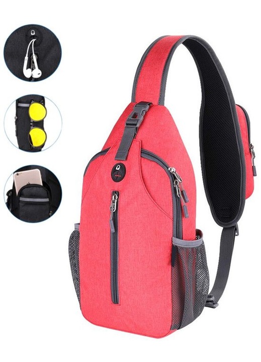 Unisex crossbody táska, kompakt, vízálló, fekete, 38x18x9cm