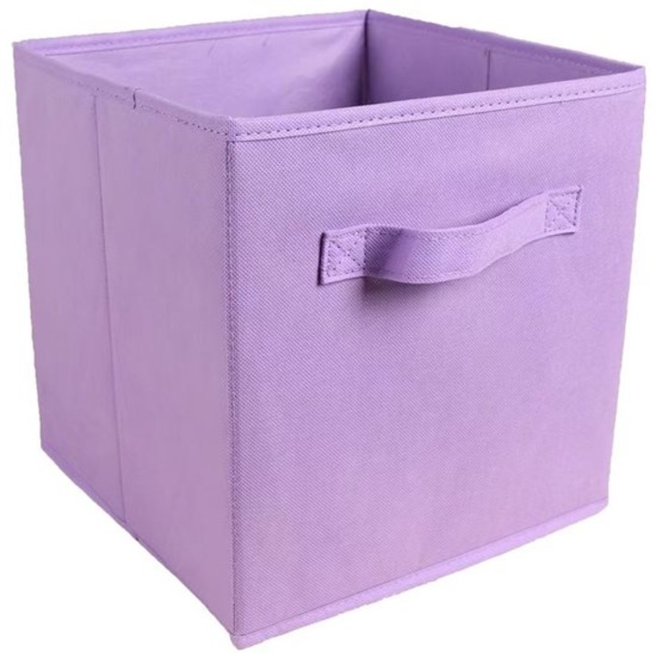 6 db összecsukható textil tárolódoboz készlet, lila, 27x27x28cm