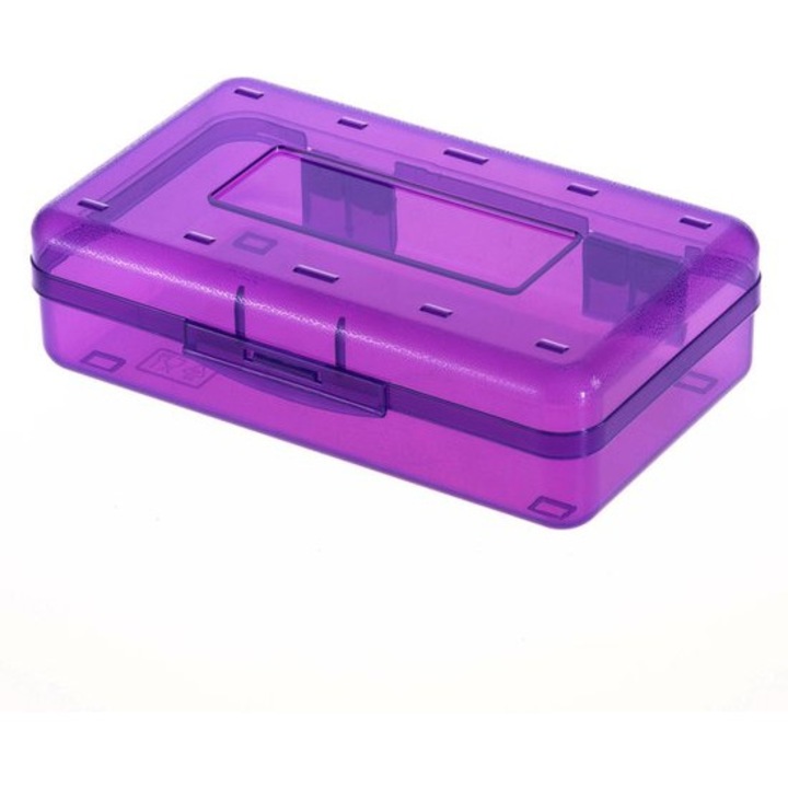 Penar transparent compact din plastic dur, organizator pentru rechizite, 1 buc