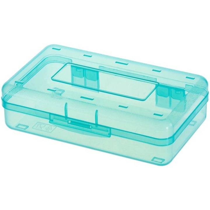 Penar transparent compact din plastic dur, organizator pentru rechizite, 1 buc