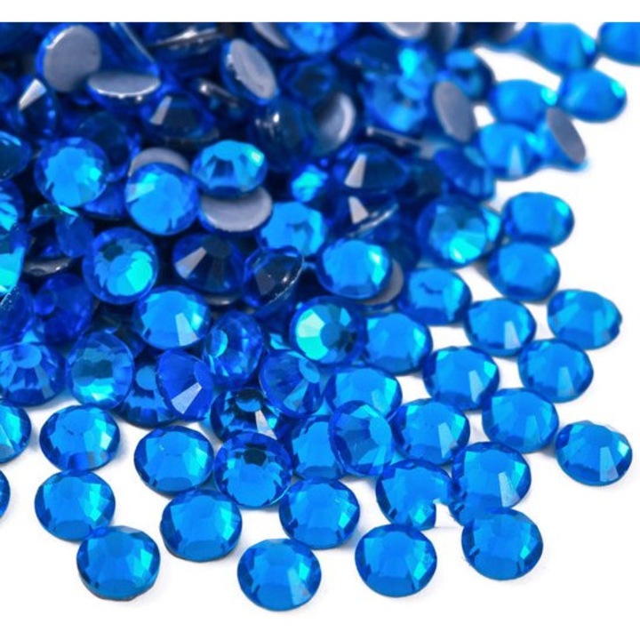 Strasuri hotfix, 288 buc, cristal, albastru, 6.4x6.6mm