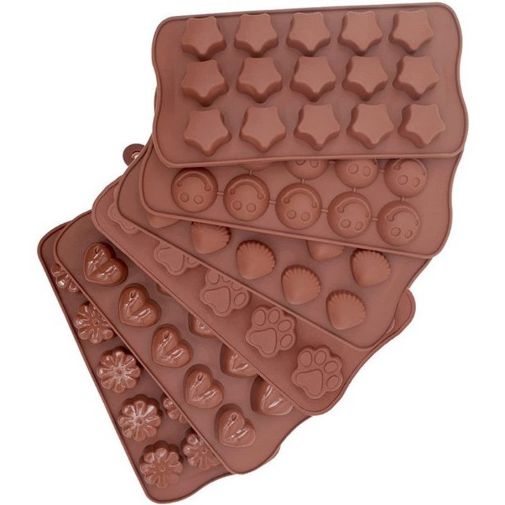 Set 6 forme silicon pentru prajituri diverse 21x10x1.5cm multicolor