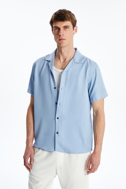 LC WAIKIKI, Camasa cu guler si revere, Albastru pastel, S