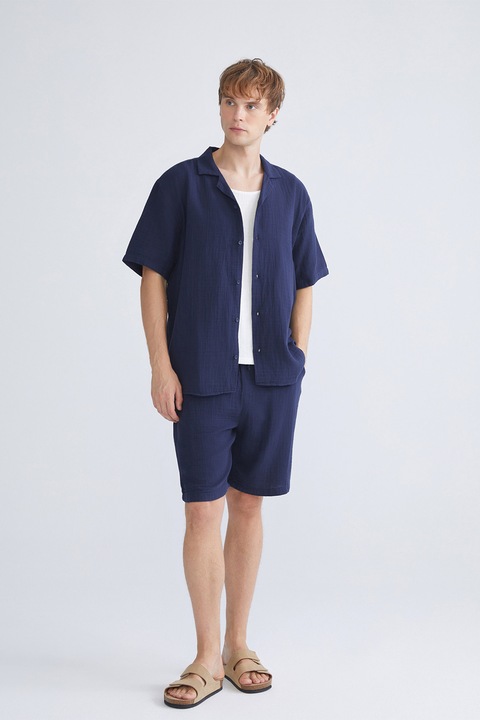 LC WAIKIKI, Pantaloni scurti relaxed fit din bumbac cu buzunar aplicat pe spate, Bleumarin, 36