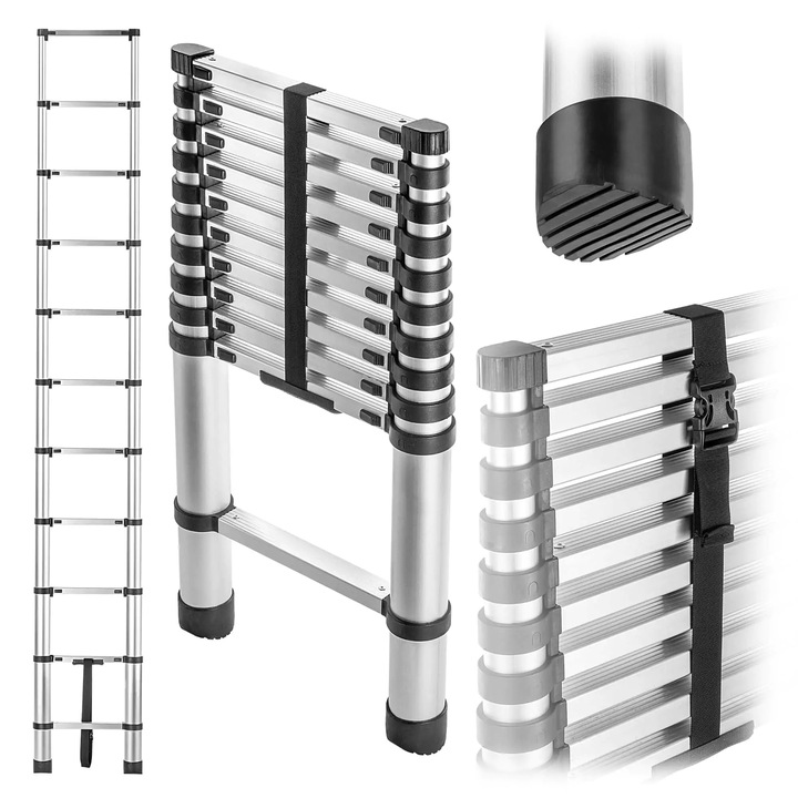 Scara telescopica 11 trepte pliabila antiderapanta 3,2m 150kg