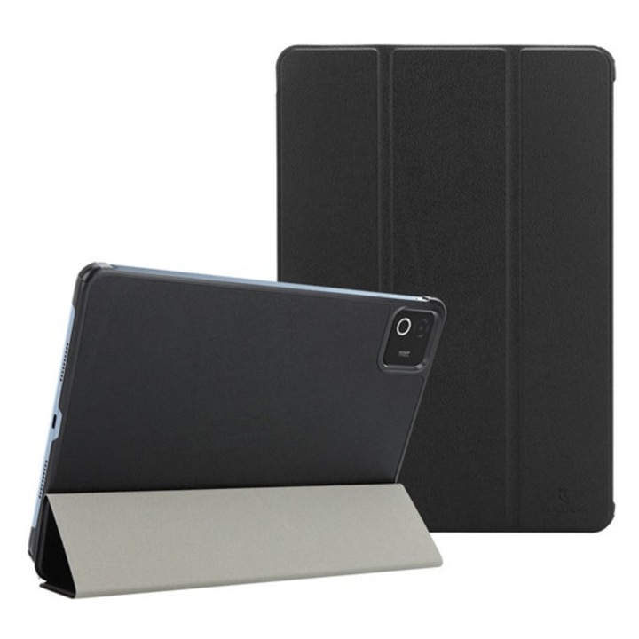 Tactical book trifold tabletvédő álló, bőr hatású, aktív flip, oldalra nyíló, trifold, asztali tartó, fekete, kompatibilis: Xiaomi Pad 8 Pro