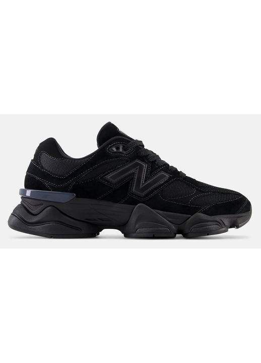Спортни обувки, New Balance унисекс 9060, от велур и мрежа, дебела подметка, изцяло черни, Черен