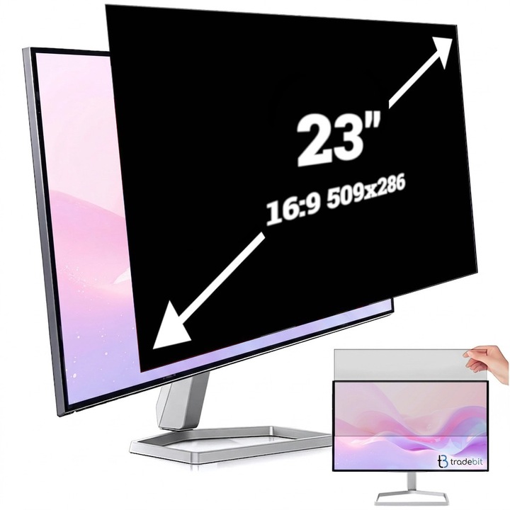 Filtru pryvacy TRADEBIT 23" 16:9 negru 509x286mm