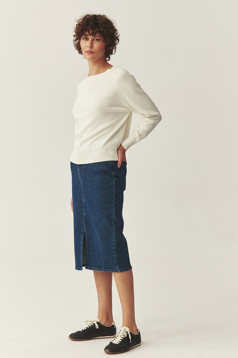 Tatuum, Fusta din denim cu slit frontal, Albastru oceanic