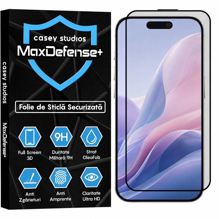 Folie sticla compatibila cu iphone 15 pro Casey studios, privacy