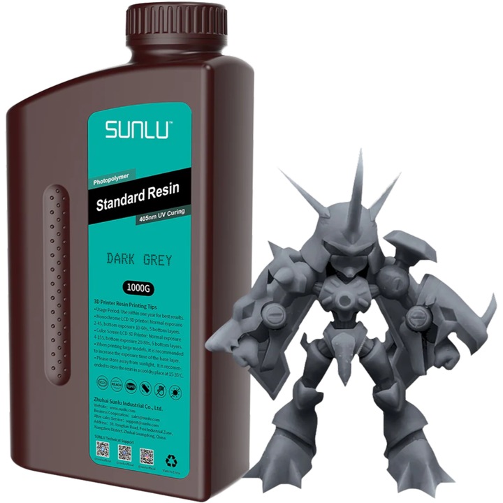 3D gyanta, Sunlu Standard, 1kg, sötétszürke, 3D nyomtatóhoz