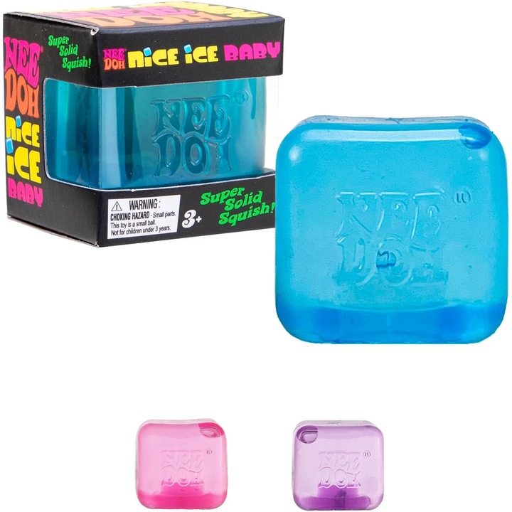 Nee Doh Nice Ice Baby Squishy Játékok, 3 darabos Lassan Növekvő Fidget Kocka Csomag, Puha Szenzoros Játékok Gyermekeknek és Felnőtteknek