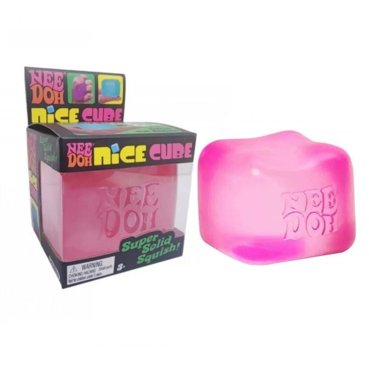 Nee Doh Nice Cube Squishy Játék, Puha Fidget Kocka Rózsaszín, Szenzoros Játék Stressz- és Szorongásoldásra Gyermekeknek és Felnőtteknek, Hordozható Kézi Nyomkodós Játék Ajándék