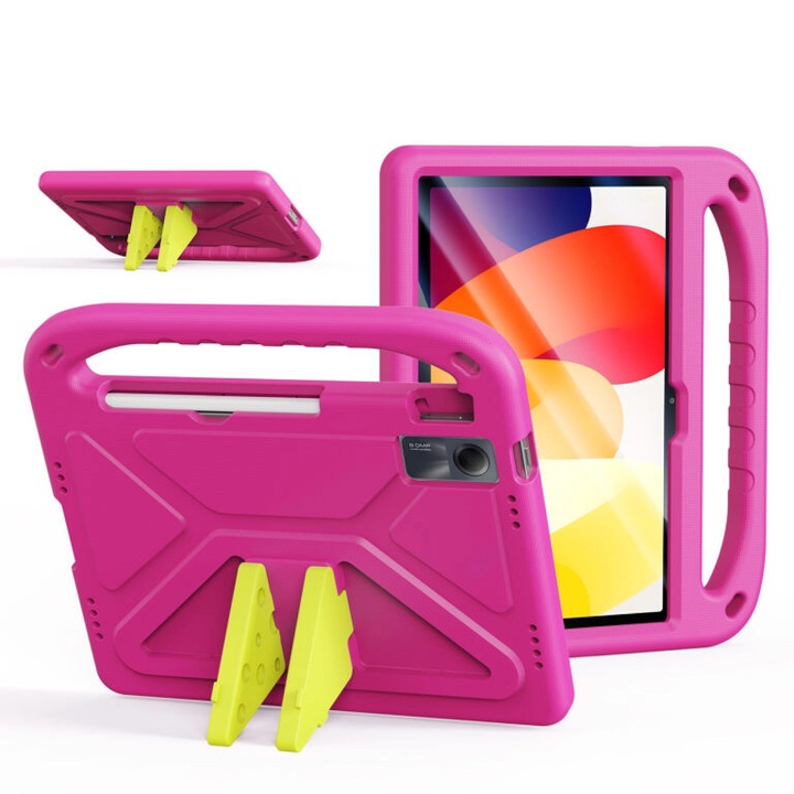 Husa Dux Ducis Puff Series Kids EVA pentru Xiaomi Redmi Pad SE 11" 2023 cu stand si maner, roz