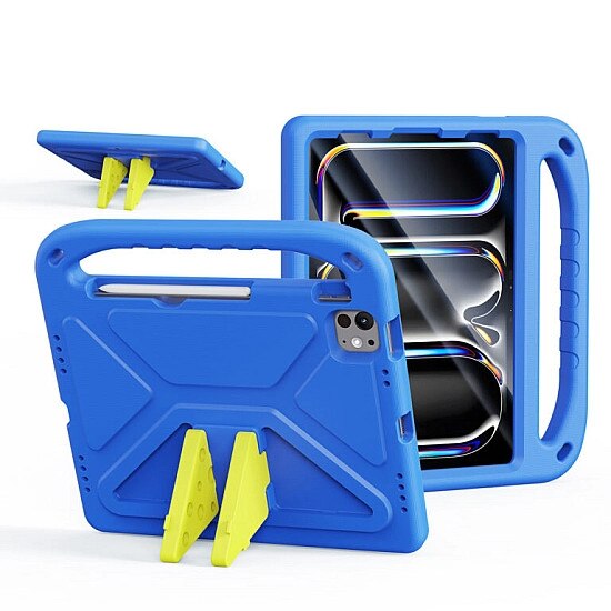 Husa Dux Ducis Puff Series KidsEVA pentru iPad Air 4/5 10.9" si iPad Pro 11 2018-2022, stand si maner, albastu
