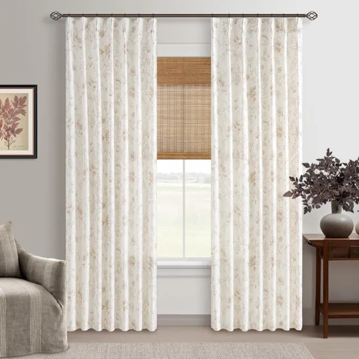2 db vintage függöny szett, virágmintás, fényszűrő, 132x213cm