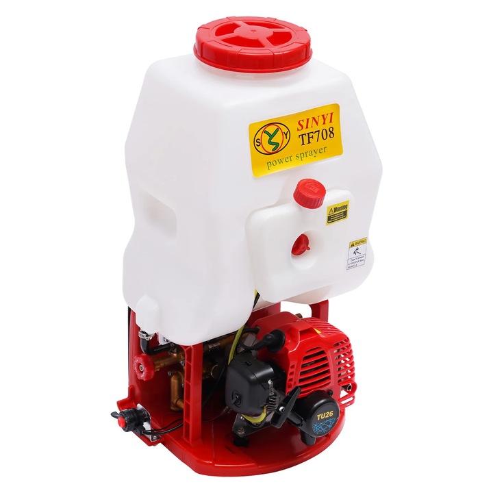 Pulverizator cu rucsac pe benzina, Atomizor/nebulator, 20 l, motor 2T 25, 4 cm³, pompa de inalta presiune, dezinsectie/dezinfectie, Rosu