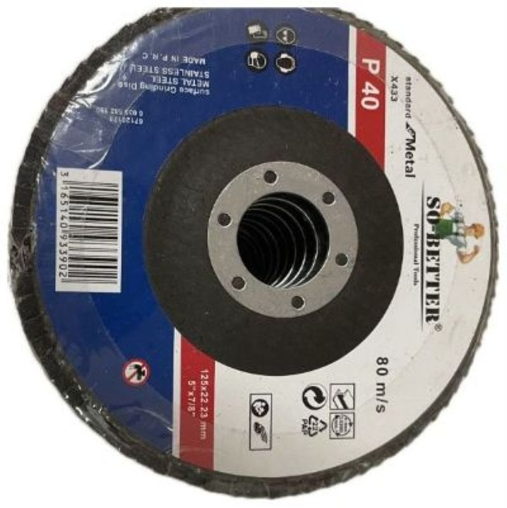 Készlet 10 db - P40-So-Better csiszolókorong, 125x22, 23, Fém