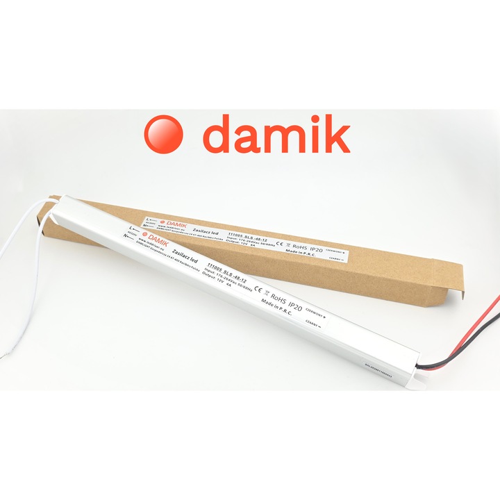Захранване за тънка LED лента DAMIK SLS 48-12, 12V, 48W (4 A), 100-240V