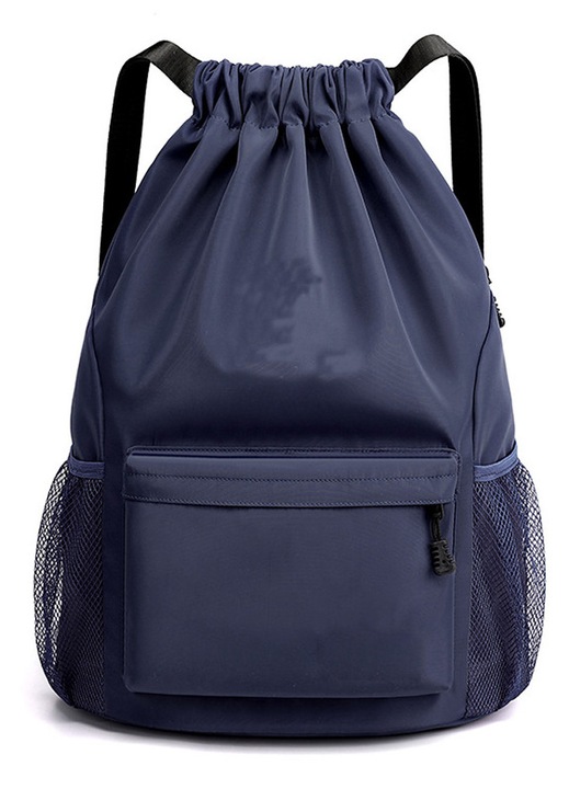 Rucsac sport cu snur, capacitate mare, albastru inchis, 40x50cm