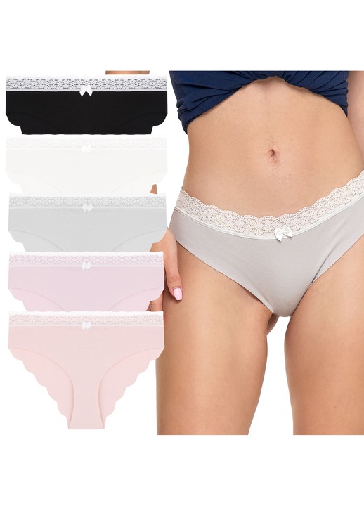 Női Bikini Alsó, Moraj, Többszínű, 95% Pamut 5% Elasztán, 5 Páros Szett, Lézerrel Vágott Varrás Nélküli Láthatatlan Szegélyek Finom Élek Ruházat Alatt, Elegáns Csipkebetétek Puha Kényelmes Elasztikus Hétköznapi Modern Minőségi