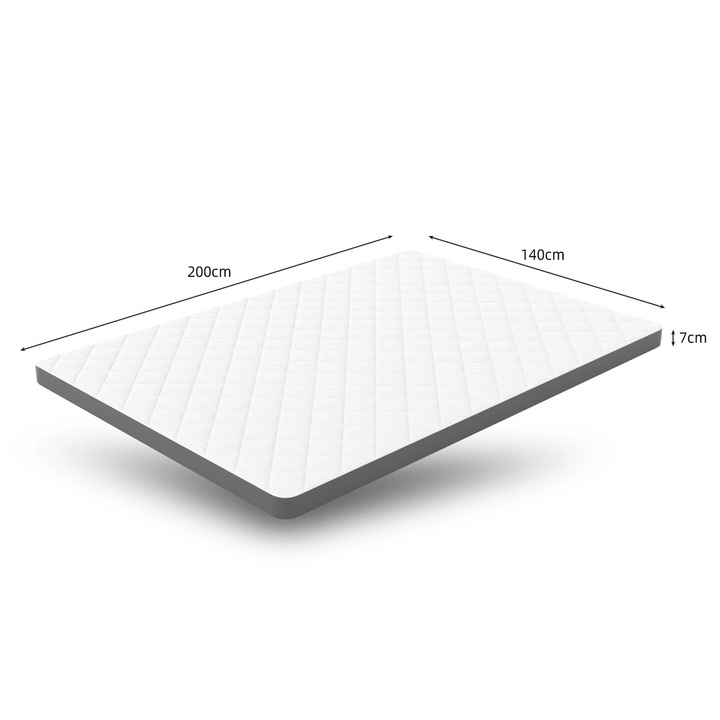 Saltea, din spuma, Fermitate Medie H3, Inaltime 7 cm, Profilare 7 Zone, Certificare OEKO-TEX, Dimensiune 140x200 cm, Alb