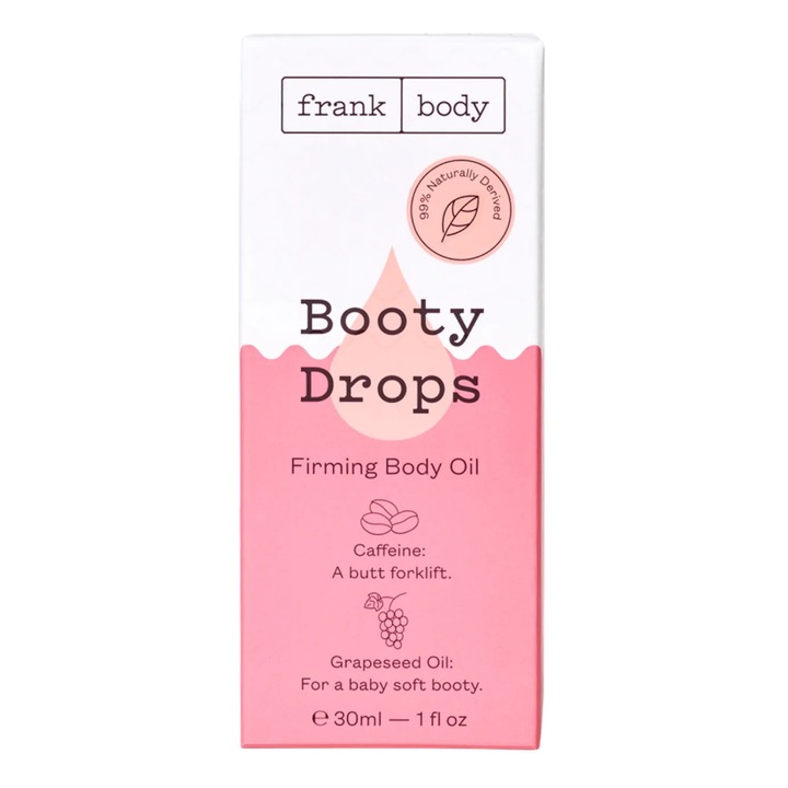 Bőrfeszesítő olaj combra és fenékre, Booty Drops, Frank Body, 30 ml