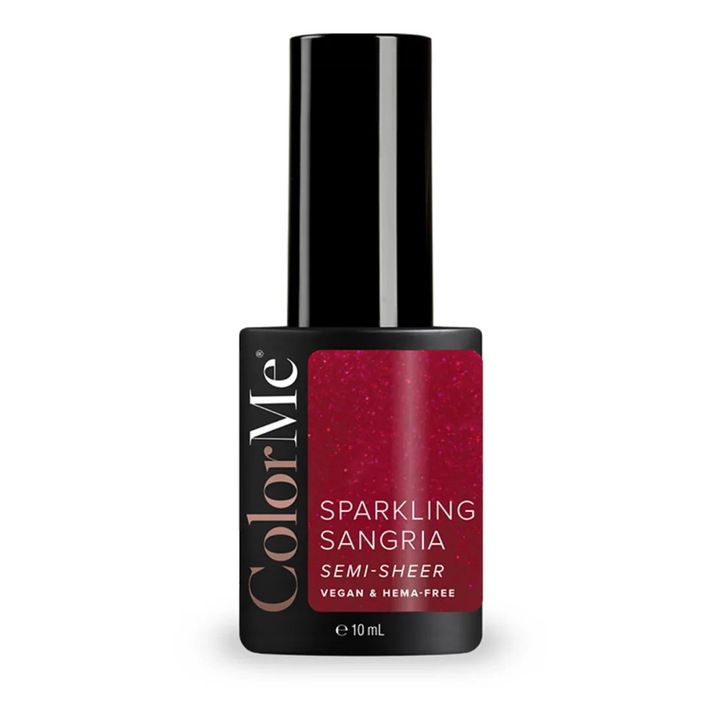 Áttetsző, vegán és HEMA-mentes gél lakk, Sparkling Sangria árnyalat, ColorMe Cosmetics, 10 ml