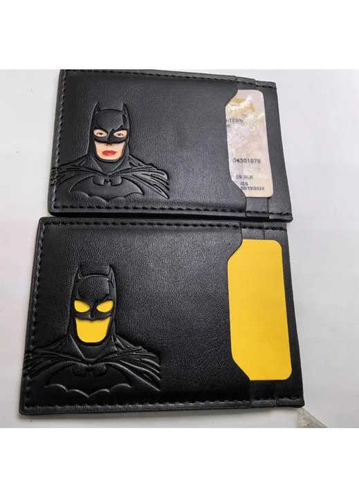Компактен портфейл за карти от черна PU кожа