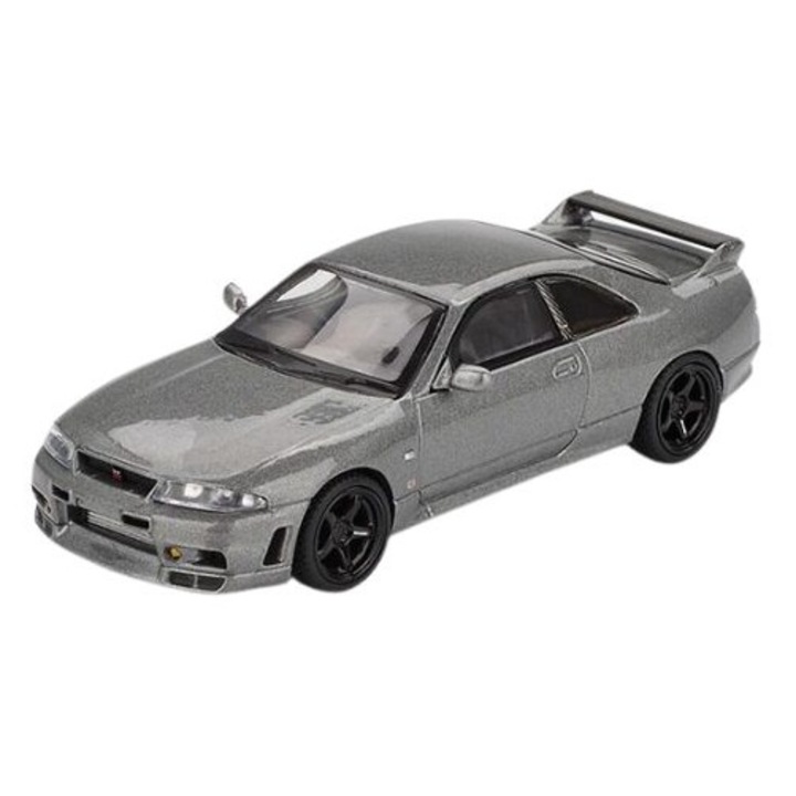 Nissan GT-R (R33) Nismo BCNR33 CRS Dark Metal Gray 1993-as autómodell 1:64-es méretarányban, Mini GT MGT01128-R